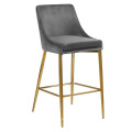 luxury high chair bar stool gold velvet Modern with back